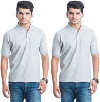 Eprilla Solid Men's Polo Neck Grey, Grey T-Shirt(Pack of 2)