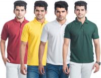 Eprilla Solid Men's Polo Neck Multicolor T-Shirt(Pack of 4)