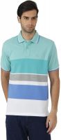 Fahrenheit Striped Men's Polo Neck Green, White T-Shirt