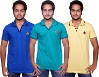 Fanatic Self Design Men's Polo Neck Multicolor T-Shirt(Pack of 3)
