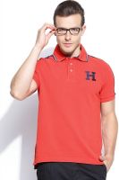 Harvard Solid Men's Polo Neck Red T-Shirt