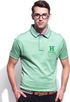 Harvard Solid Men's Polo Neck Green T-Shirt