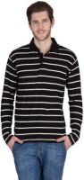 Hypernation Striped Men's Polo Neck Black, White T-Shirt