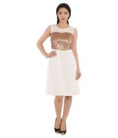 Tanisshi Fashion White Poly Cotton A Line Dress