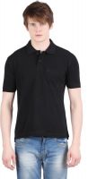 Moonwalker Solid Men's Polo Neck Black T-Shirt