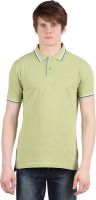 Moonwalker Solid Men's Polo Neck Green T-Shirt