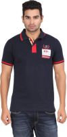 Moonwalker Solid Men's Polo Neck Dark Blue T-Shirt