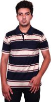Moonwalker Striped Men's Polo Neck Blue, White T-Shirt