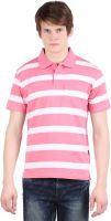 Moonwalker Striped Men's Polo Neck Pink, White T-Shirt