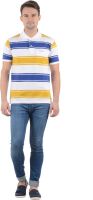 Norwood Striped Men's Polo Neck Blue, Yellow, White T-Shirt