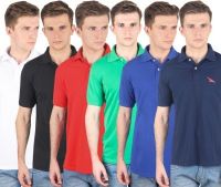 PRO Lapes Solid Men's Polo Neck Multicolor T-Shirt(Pack of 6) PRO Lapes Solid Men's Polo Neck Multicolor T-Shirt(Pack of 6)