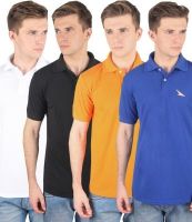PRO Lapes Solid Men's Polo Neck Multicolor T-Shirt(Pack of 4)