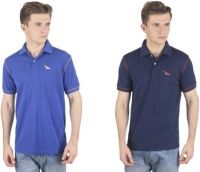 PRO Lapes Solid Men's Polo Neck Blue, Dark Blue T-Shirt(Pack of 2)