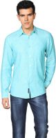 Provogue Men's Solid Casual Linen Light Blue Shirt