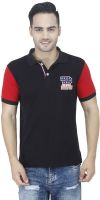 Raw Addict Embroidered Men's Polo Neck Black T-Shirt