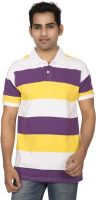 Red Line Striped Men's Polo Neck Multicolor T-Shirt