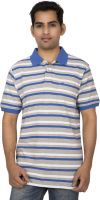 Red Line Striped Men's Polo Neck Multicolor T-Shirt