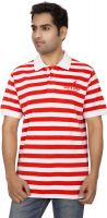 Red Line Striped Men's Polo Neck Red, White T-Shirt