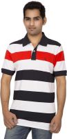 Red Line Striped Men's Polo Neck Multicolor T-Shirt Red Line Striped Men's Polo Neck Multicolor T-Shirt