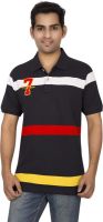 Red Line Striped Men's Polo Neck Multicolor T-Shirt