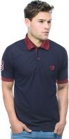 Sobre Estilo Solid Men's Polo Neck Blue T-Shirt