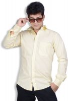 Speak Men's Solid Casual Yellow Shirt