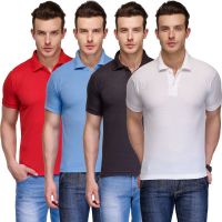 Teesort Solid Men's Polo Neck Multicolor T-Shirt(Pack of 4)