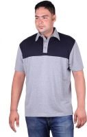 Vivid Bharti Solid Men's Polo Neck Grey T-Shirt