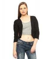 Vvoguish Black Cotton Shrug