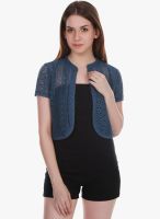 Colors Couture Blue Solid Shrug