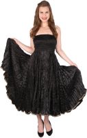 Grand Store Women's Gathered Black Dress