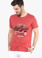 Henry and Smith Red Printed Round Neck T-Shirts