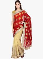 Janasya Red Embellished Saree