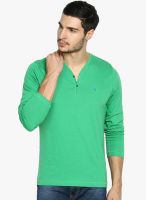 The Indian Garage Co. Green Solid Henley TShirt