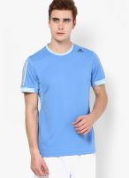 Adidas Blue Solid Round Neck T-Shirts