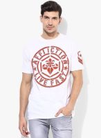 Affliction White Printed Round Neck T-Shirts