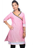 Flora Casual Self Design Women's Kurti(Pink)