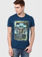 Fritzberg Blue Printed Round Neck T-Shirts