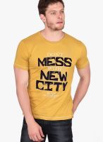Fritzberg Yellow Printed Round Neck T-Shirts