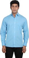 Nauhwar Men's Solid Formal Linen Blue Shirt