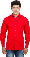 Nauhwar Men's Solid Formal Red Shirt