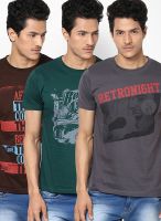 Riot Jeans Multicoloured Printed Round Neck T-Shirts