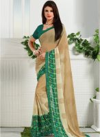 Inddus Beige Printed Saree