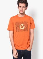 Merrell Orange Printed Round Neck T-Shirts