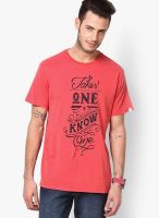 Quiksilver Red Round Neck T-Shirt