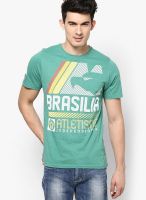 Ringspun Green Printed Round Neck T-Shirts