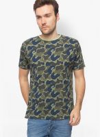 Slub Multicoloured Colored Printed Round Neck T-Shirts