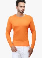 WYM Orange Solid Round Neck T-Shirts