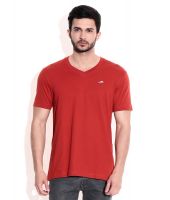 2go Red Cotton V-Neck T-Shrits