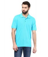 American Crew Blue Cotton Half Sleeves Polo T-Shirt